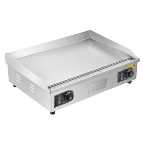 VEVOR Commercial Electric Griddle, 25.79 x 15.75 inch, 2800W, 122-570 Fahrenheit Adjustable Temp Control, Stainless Steel Body, Full Flat