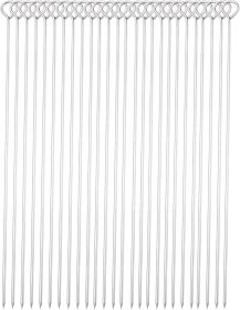 12 Inch Long Metal BBQ Kabob, Stainless Steel Skewers Shish Kebab Skewers 30 Pack (12Inch BBQ Skewers-30p)