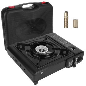 1Pc 3300W Portable Camping Stove Butane Canister Dual Fuel Burner Piezo Electric Ignition Single Burner With Automatic Tank Ejection Overpressure (Option: Black)