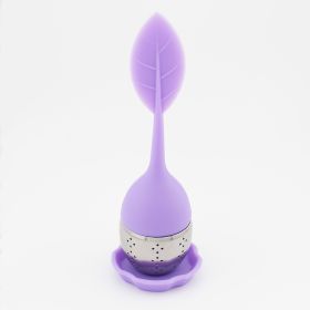 1pc/7pcs Tea Infuser Silicone Handle Stainless Steel Strainer Drip Tray Included - Loose Tea Steeper - Best Tea Infuser For Loose Leaf Or Herbal (Color: 1 Pack Purple)