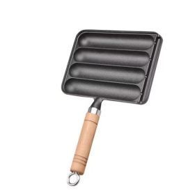Household Cast Iron Roasting Sausage Skillet for Breakfast (Color: As pic show, Type: Style A)