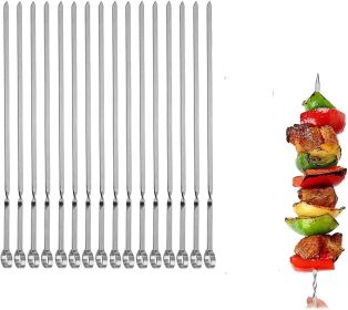 Metal Skewer for Grilling,Kabob Skewer,Flat BBQ Barbecue Skewer,Grilling Skewers Set,Reusable BBQ (Color: Silver)