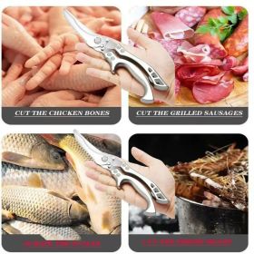 "German Stainless Steel Kitchen Scissors - Heavy Duty Detachable Poultry Shears for Chicken/Fish/Meat" (Material: 430 stainless  steel,aluminum handle)
